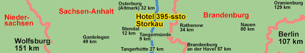 Landkarte zum Osterurlaub im Schlosshotel bei Tangermünde an der Elbe in der Altmark